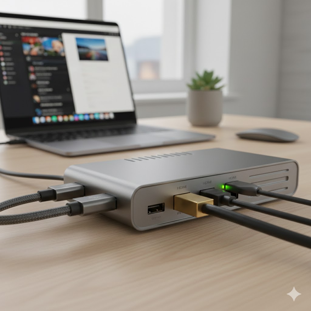 koppla in två skärmar till laptop dockningsstation