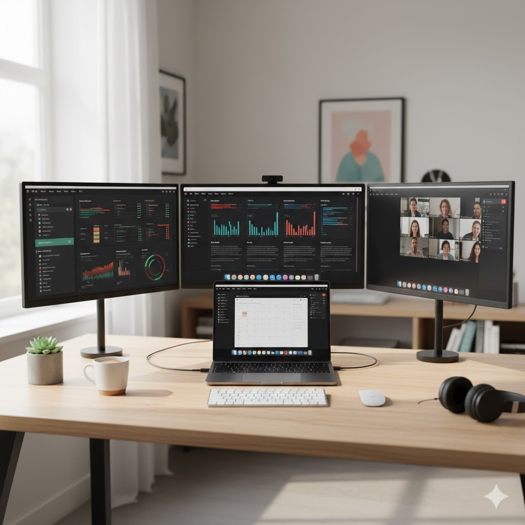 koppla in två skärmar till laptop