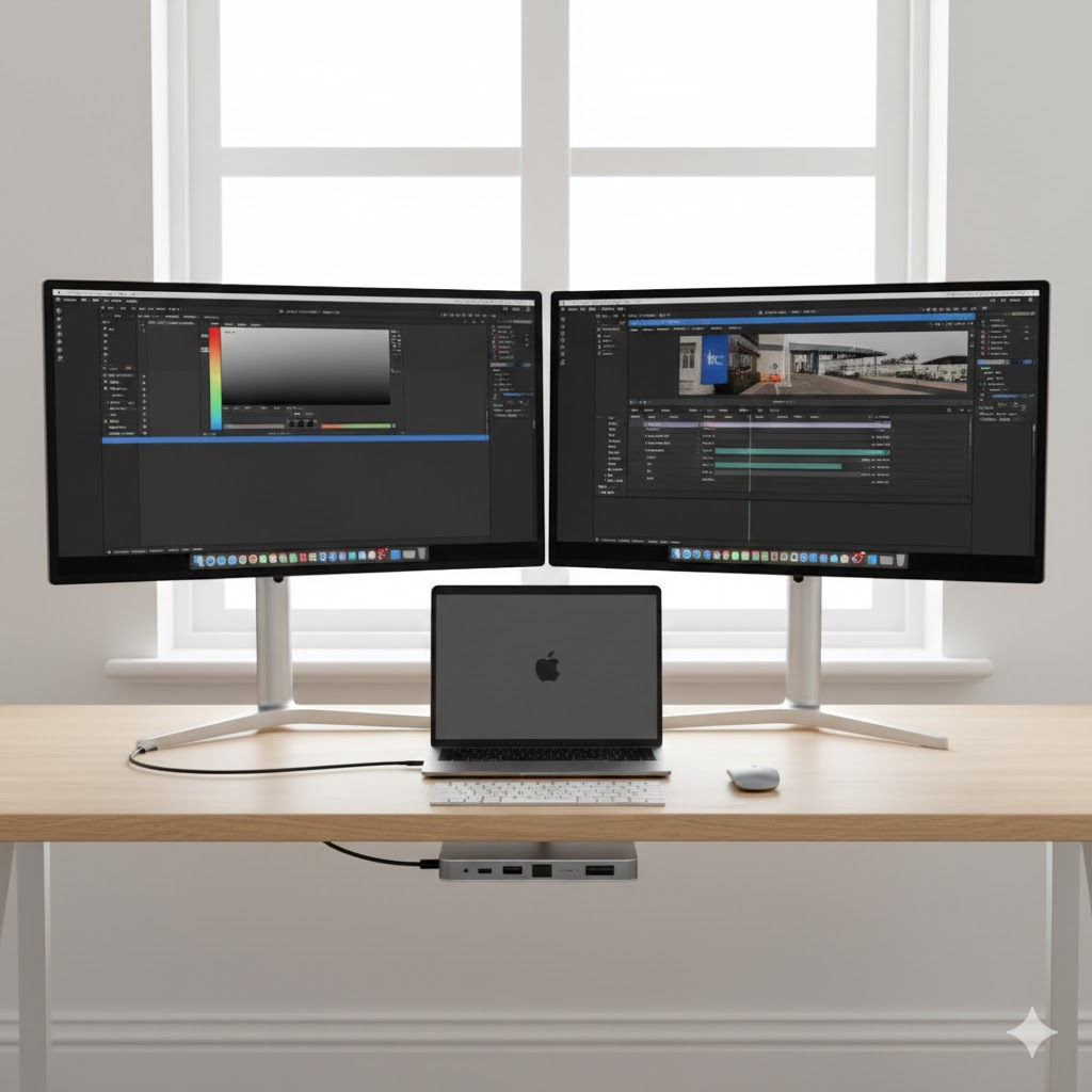 koppla in två skärmar till laptop